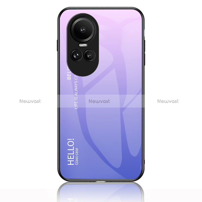 Silicone Frame Mirror Rainbow Gradient Case Cover LS1 for Oppo Reno10 5G Clove Purple