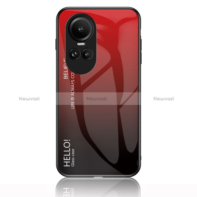 Silicone Frame Mirror Rainbow Gradient Case Cover LS1 for Oppo Reno10 5G Red