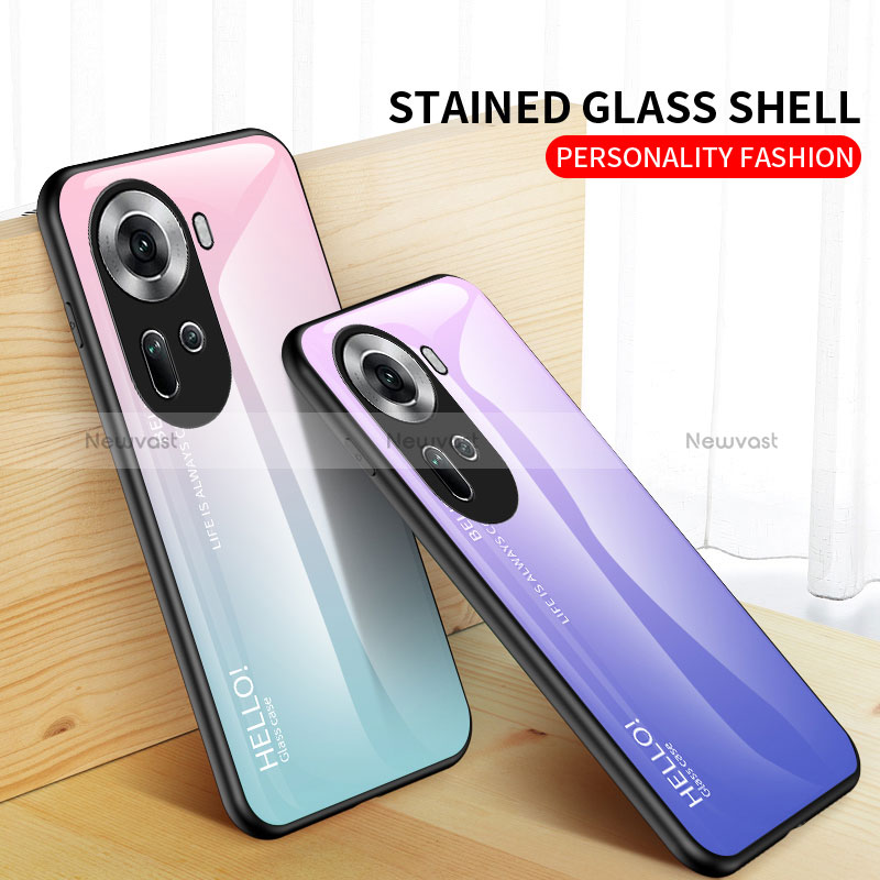 Silicone Frame Mirror Rainbow Gradient Case Cover LS1 for Oppo Reno11 5G