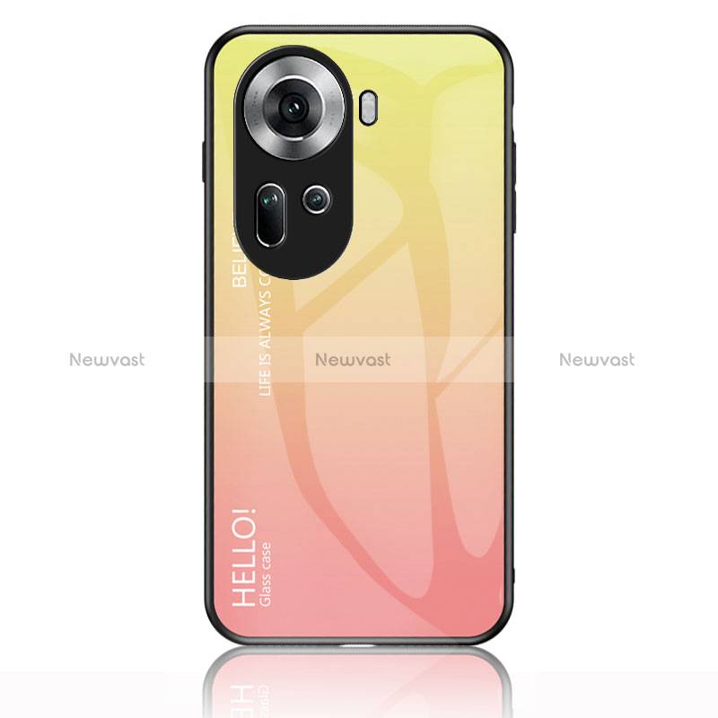 Silicone Frame Mirror Rainbow Gradient Case Cover LS1 for Oppo Reno11 5G