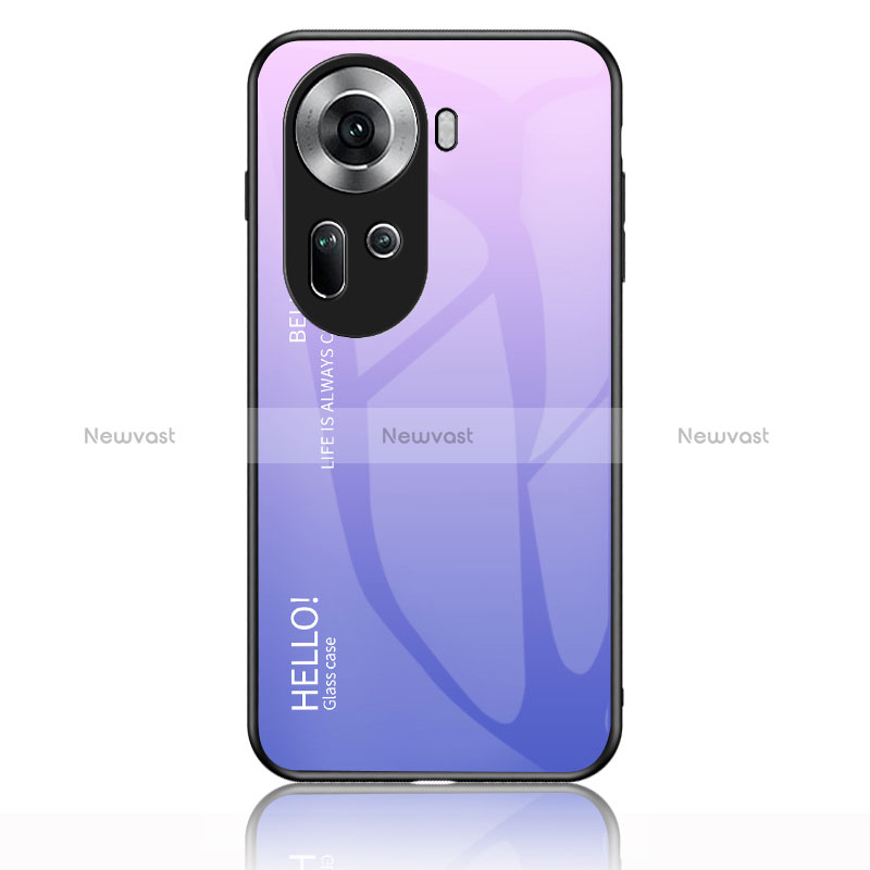 Silicone Frame Mirror Rainbow Gradient Case Cover LS1 for Oppo Reno11 5G Clove Purple