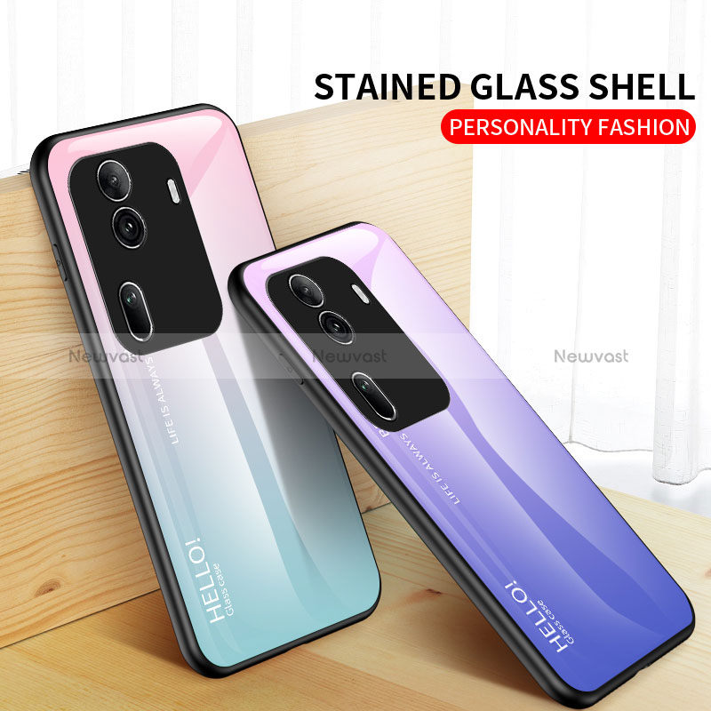 Silicone Frame Mirror Rainbow Gradient Case Cover LS1 for Oppo Reno11 Pro 5G