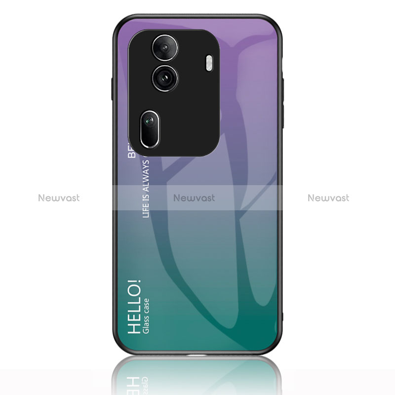 Silicone Frame Mirror Rainbow Gradient Case Cover LS1 for Oppo Reno11 Pro 5G