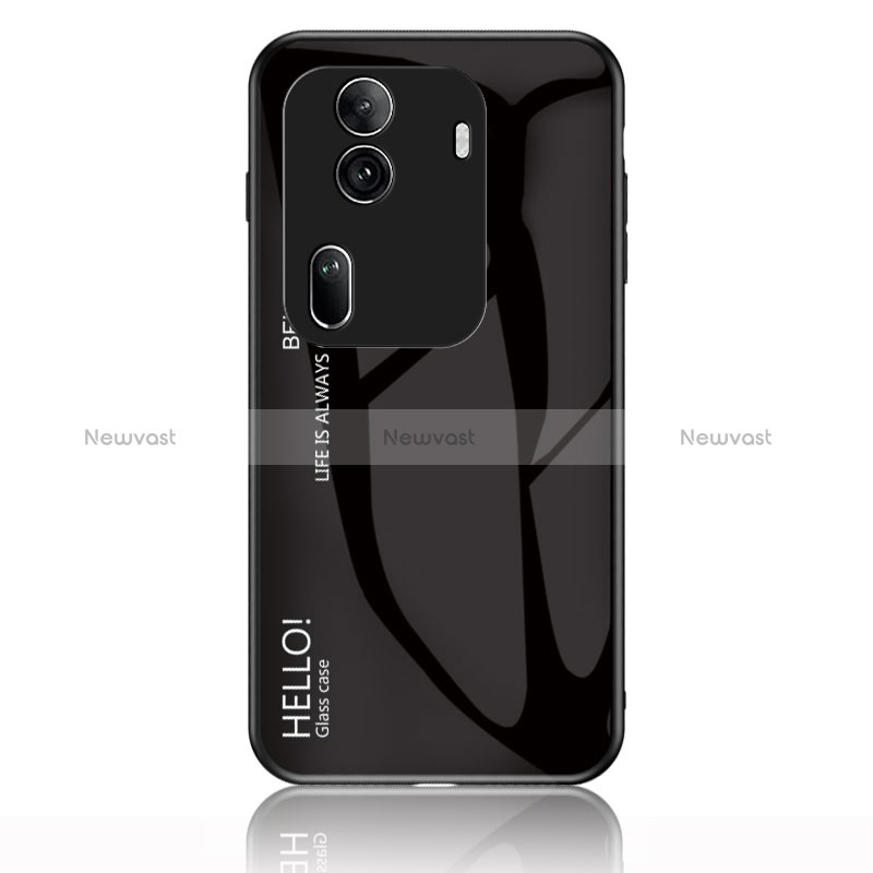 Silicone Frame Mirror Rainbow Gradient Case Cover LS1 for Oppo Reno11 Pro 5G Black