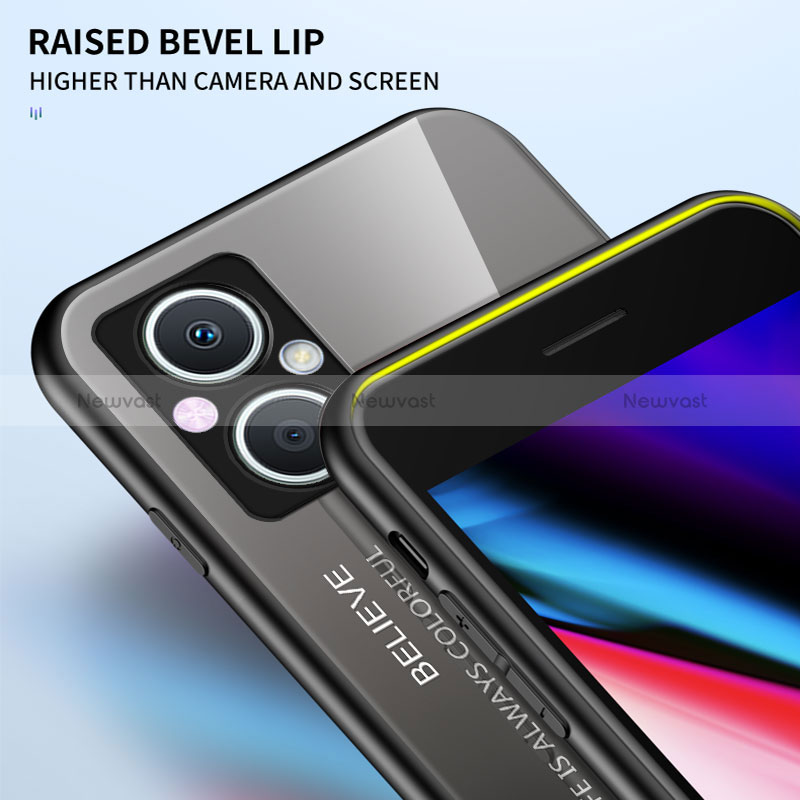 Silicone Frame Mirror Rainbow Gradient Case Cover LS1 for Oppo Reno7 Z 5G