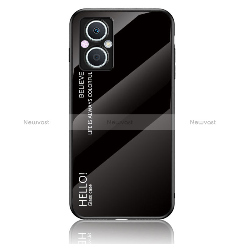 Silicone Frame Mirror Rainbow Gradient Case Cover LS1 for Oppo Reno8 Lite 5G Black