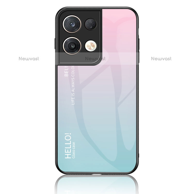 Silicone Frame Mirror Rainbow Gradient Case Cover LS1 for Oppo Reno9 Pro+ Plus 5G