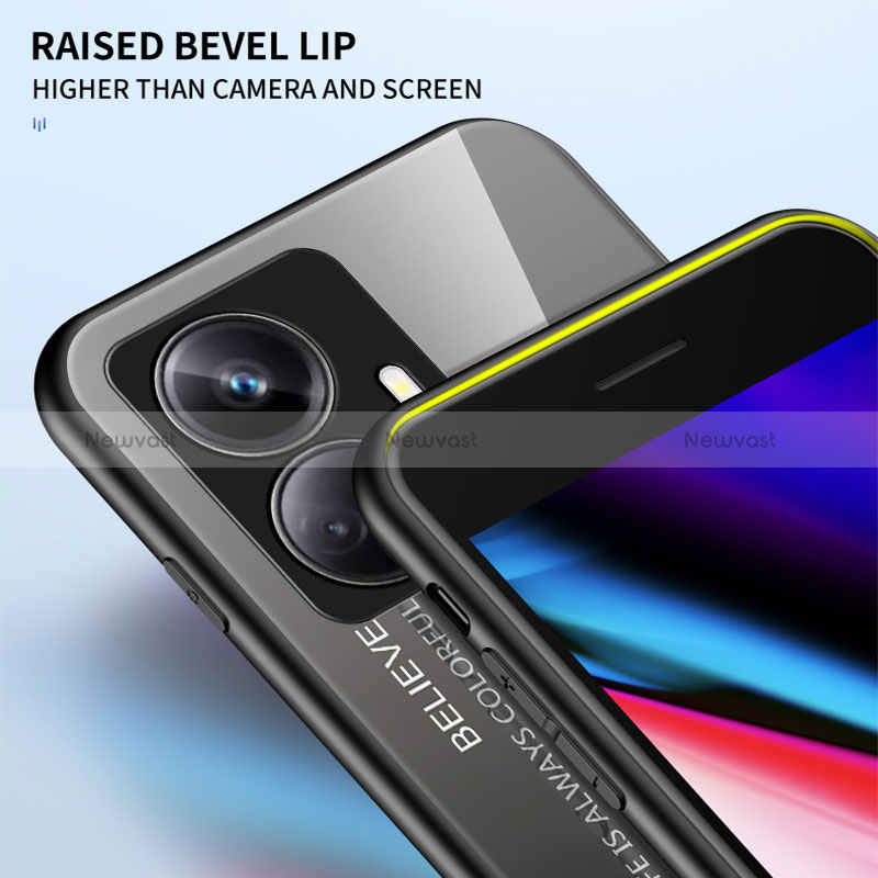 Silicone Frame Mirror Rainbow Gradient Case Cover LS1 for Realme 10 Pro+ Plus 5G