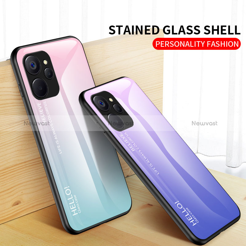 Silicone Frame Mirror Rainbow Gradient Case Cover LS1 for Realme 10T 5G