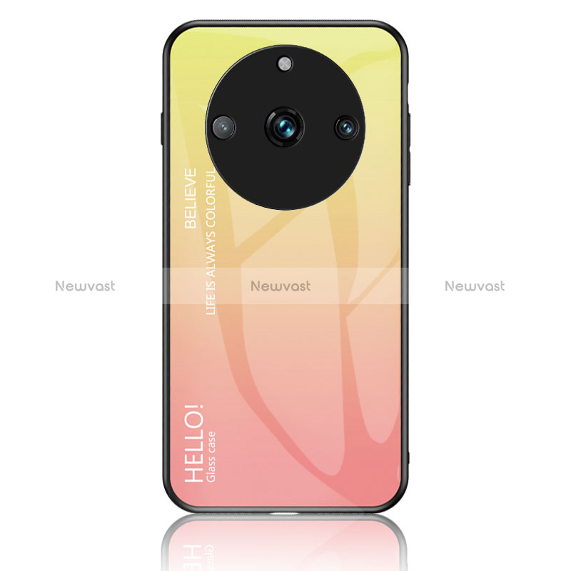 Silicone Frame Mirror Rainbow Gradient Case Cover LS1 for Realme 11 Pro+ Plus 5G Yellow