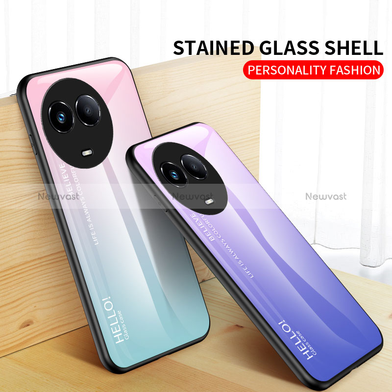 Silicone Frame Mirror Rainbow Gradient Case Cover LS1 for Realme 11X 5G