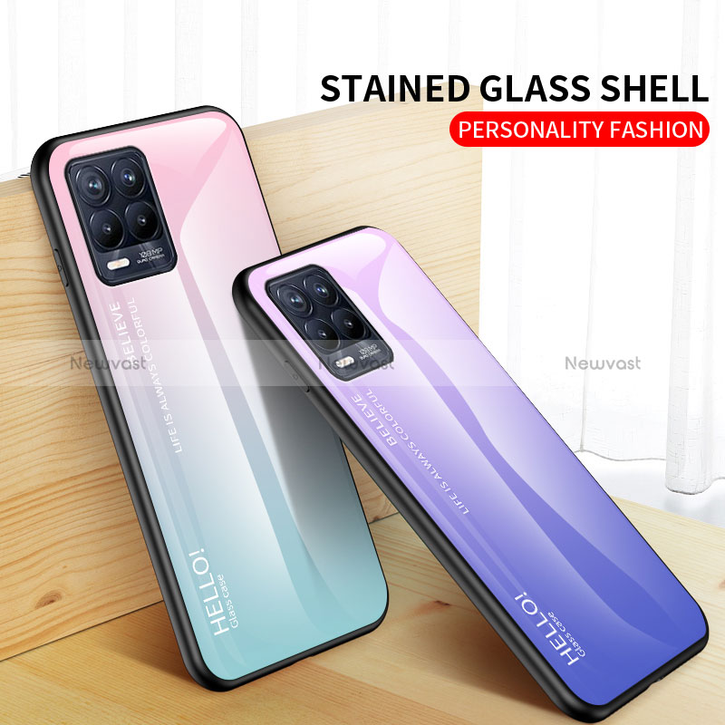 Silicone Frame Mirror Rainbow Gradient Case Cover LS1 for Realme 8 4G