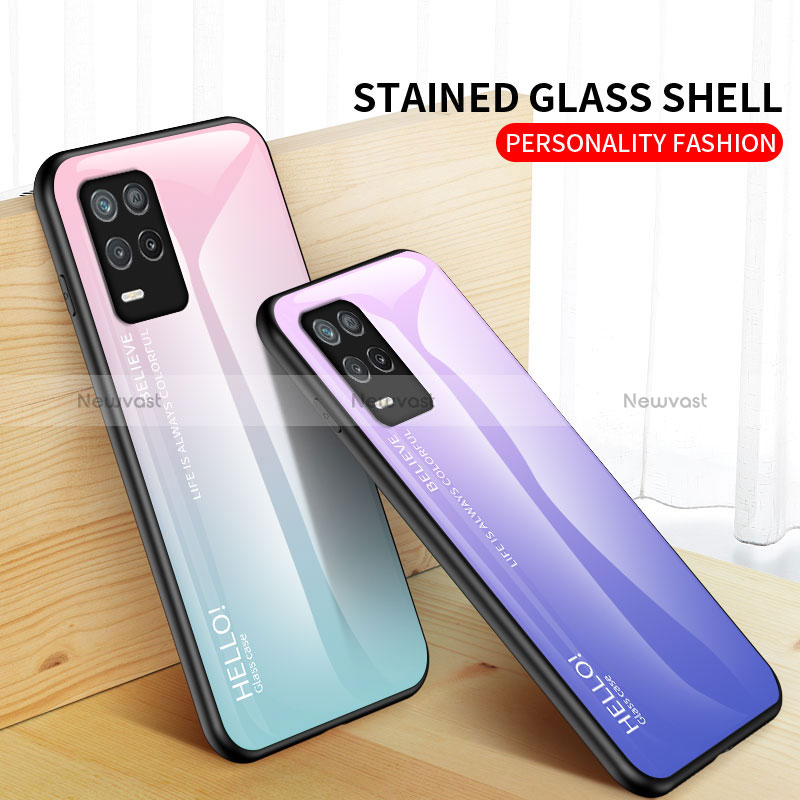 Silicone Frame Mirror Rainbow Gradient Case Cover LS1 for Realme 8 5G