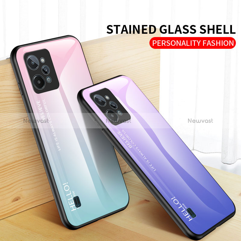 Silicone Frame Mirror Rainbow Gradient Case Cover LS1 for Realme C31