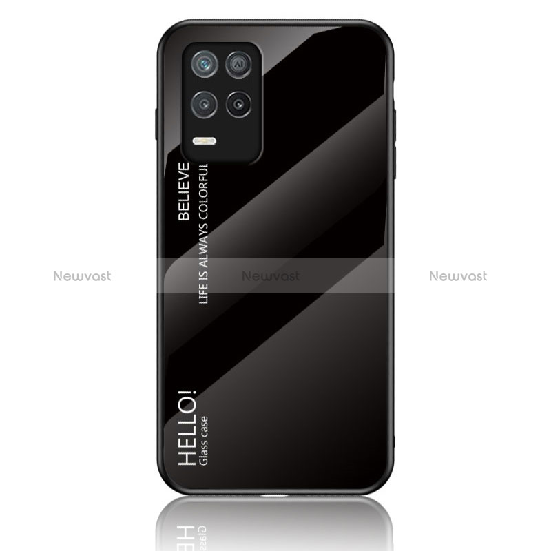 Silicone Frame Mirror Rainbow Gradient Case Cover LS1 for Realme Q3 5G Black