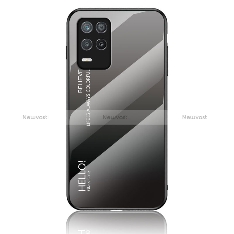 Silicone Frame Mirror Rainbow Gradient Case Cover LS1 for Realme Q3 5G Dark Gray