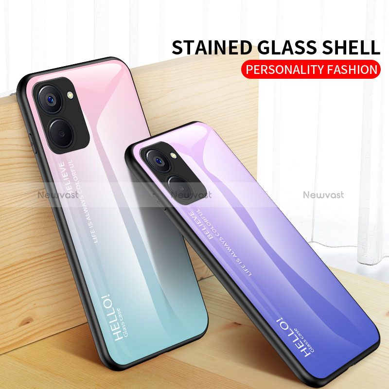 Silicone Frame Mirror Rainbow Gradient Case Cover LS1 for Realme V20 5G