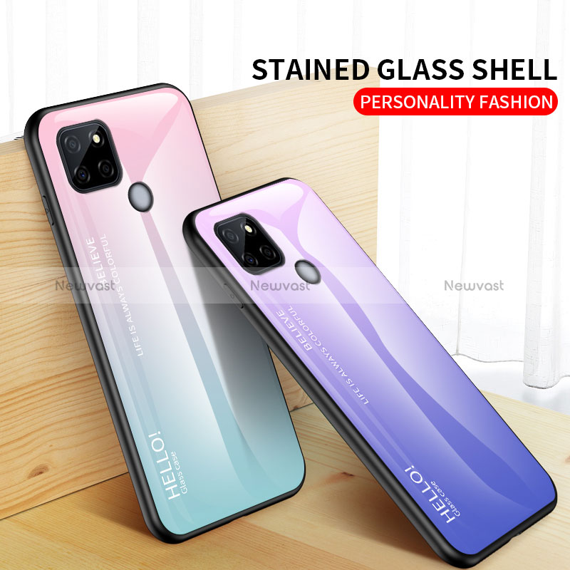 Silicone Frame Mirror Rainbow Gradient Case Cover LS1 for Realme V3 5G