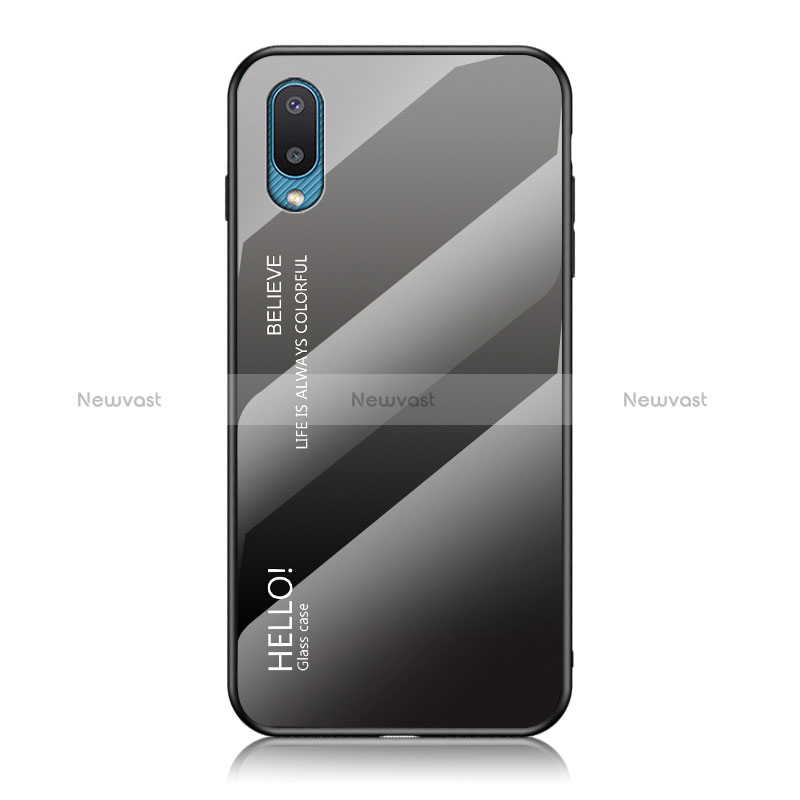 Silicone Frame Mirror Rainbow Gradient Case Cover LS1 for Samsung Galaxy A02 Dark Gray