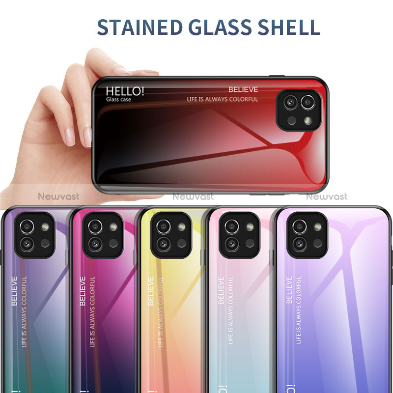 Silicone Frame Mirror Rainbow Gradient Case Cover LS1 for Samsung Galaxy A03