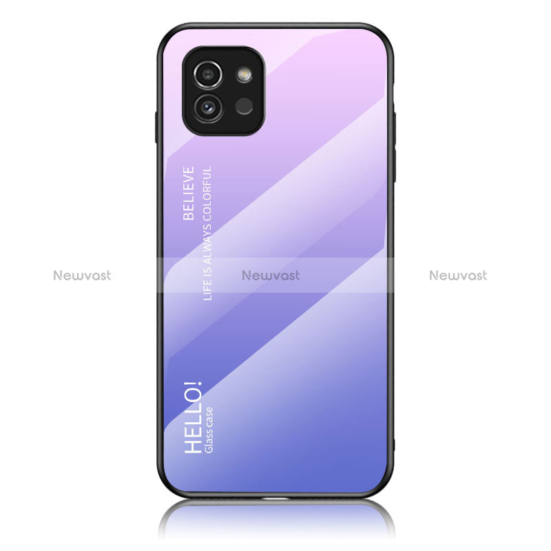 Silicone Frame Mirror Rainbow Gradient Case Cover LS1 for Samsung Galaxy A03 Clove Purple