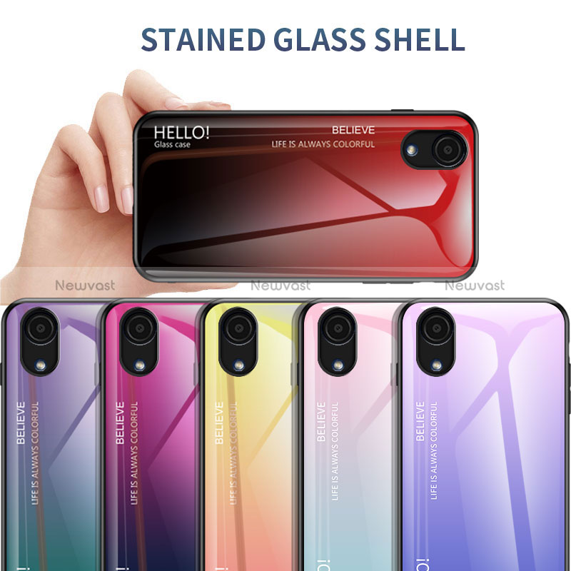 Silicone Frame Mirror Rainbow Gradient Case Cover LS1 for Samsung Galaxy A03 Core