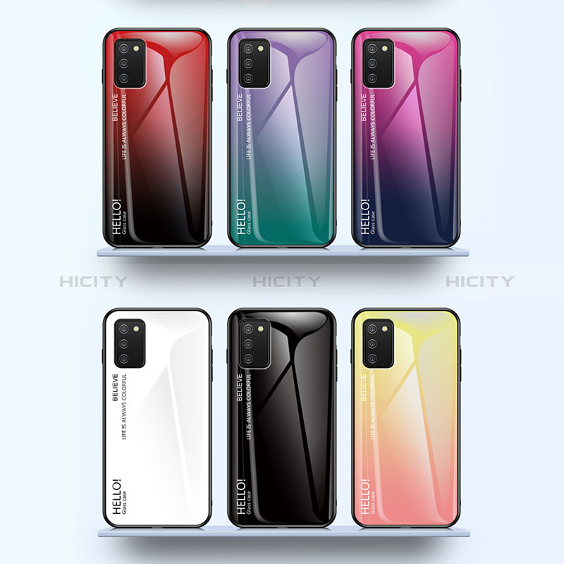 Silicone Frame Mirror Rainbow Gradient Case Cover LS1 for Samsung Galaxy A03s