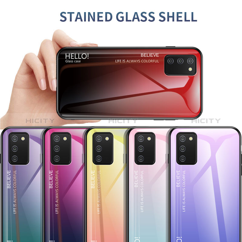 Silicone Frame Mirror Rainbow Gradient Case Cover LS1 for Samsung Galaxy A03s