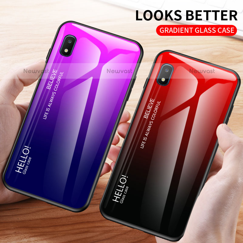 Silicone Frame Mirror Rainbow Gradient Case Cover LS1 for Samsung Galaxy A10e