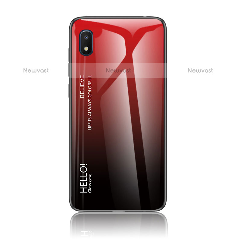 Silicone Frame Mirror Rainbow Gradient Case Cover LS1 for Samsung Galaxy A10e Red