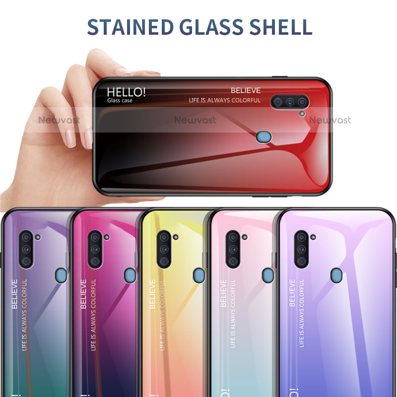 Silicone Frame Mirror Rainbow Gradient Case Cover LS1 for Samsung Galaxy A11