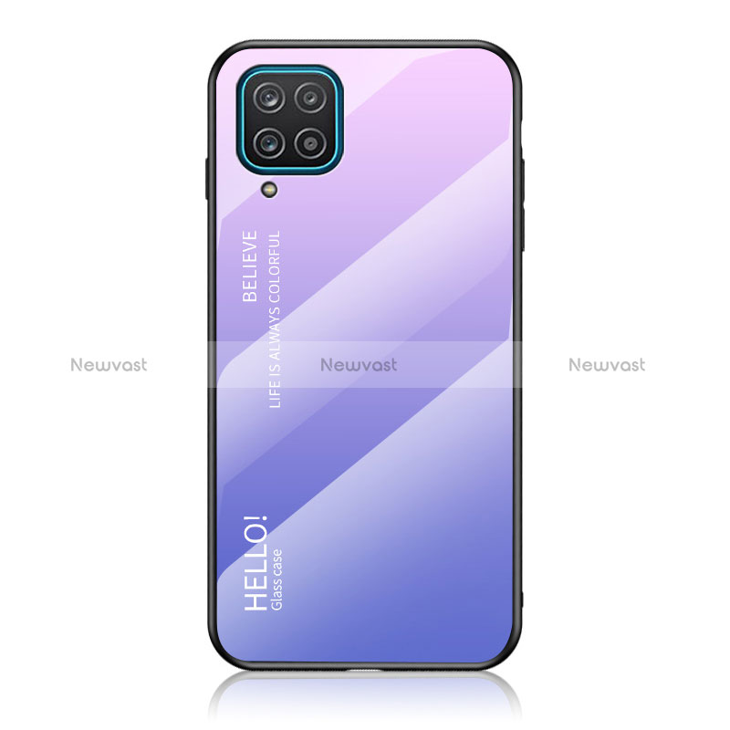 Silicone Frame Mirror Rainbow Gradient Case Cover LS1 for Samsung Galaxy A12 5G Clove Purple