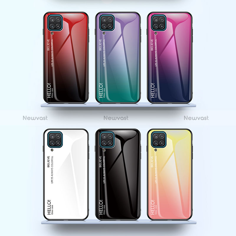 Silicone Frame Mirror Rainbow Gradient Case Cover LS1 for Samsung Galaxy A12 Nacho