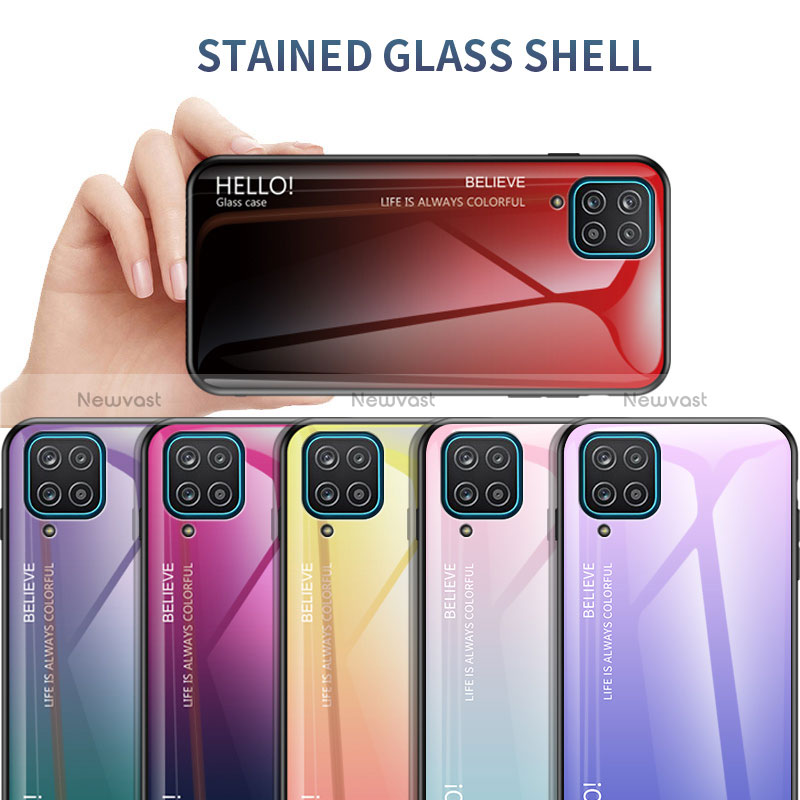 Silicone Frame Mirror Rainbow Gradient Case Cover LS1 for Samsung Galaxy A12 Nacho