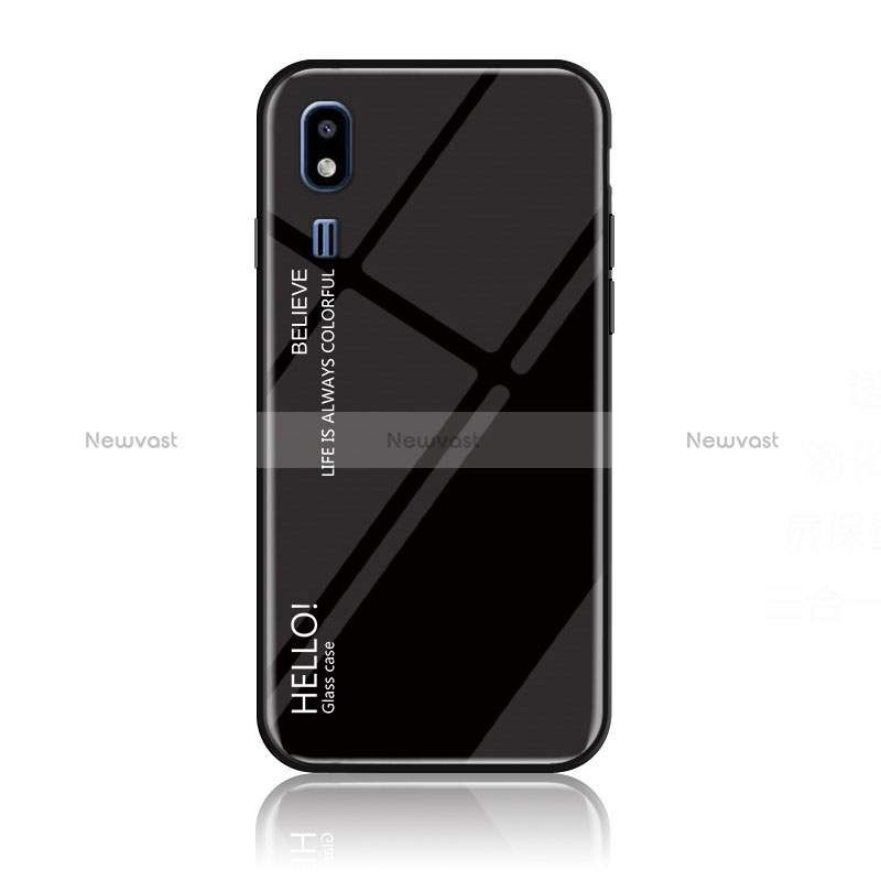 Silicone Frame Mirror Rainbow Gradient Case Cover LS1 for Samsung Galaxy A2 Core A260F A260G Black