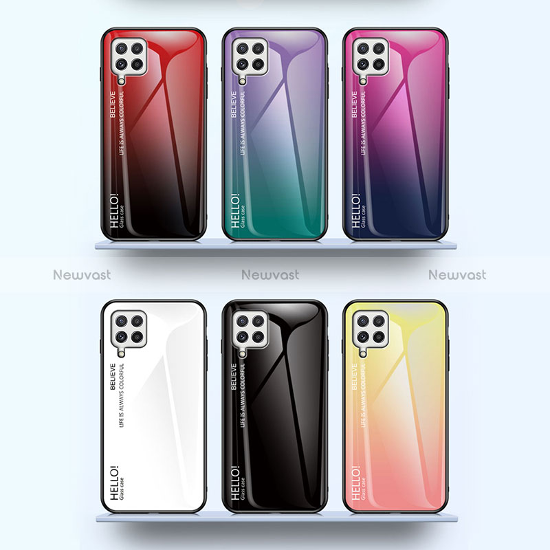 Silicone Frame Mirror Rainbow Gradient Case Cover LS1 for Samsung Galaxy A22 4G