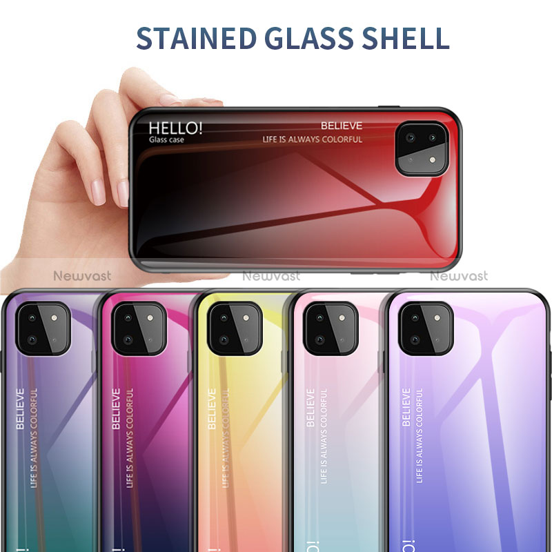 Silicone Frame Mirror Rainbow Gradient Case Cover LS1 for Samsung Galaxy A22 5G