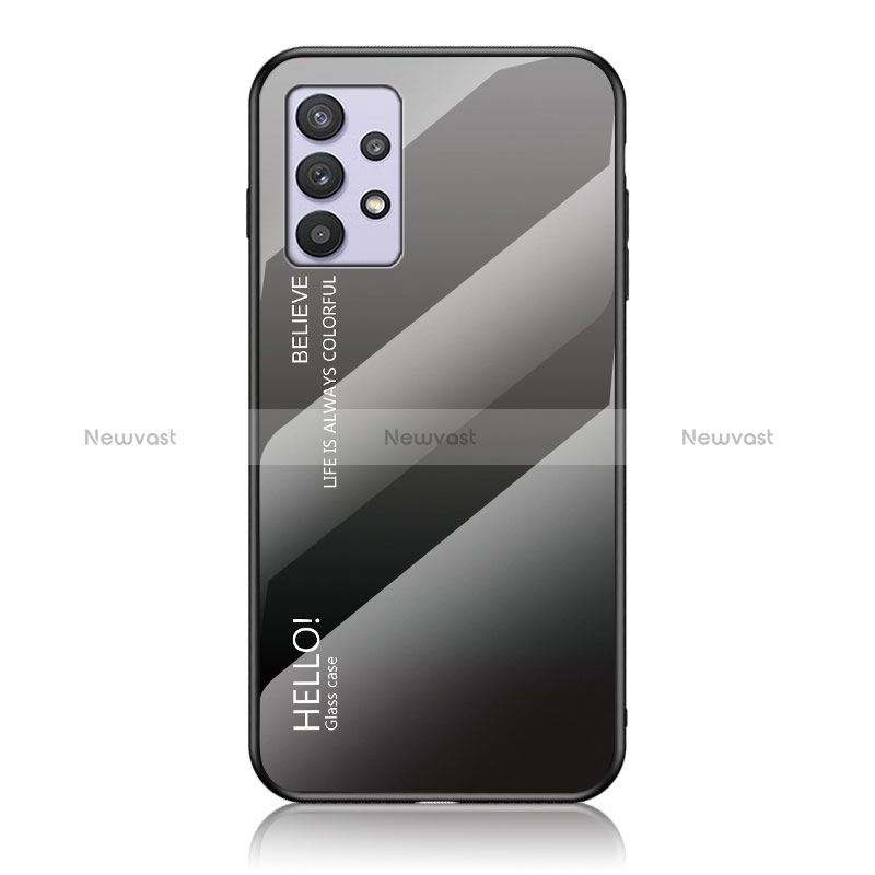 Silicone Frame Mirror Rainbow Gradient Case Cover LS1 for Samsung Galaxy A32 5G Dark Gray