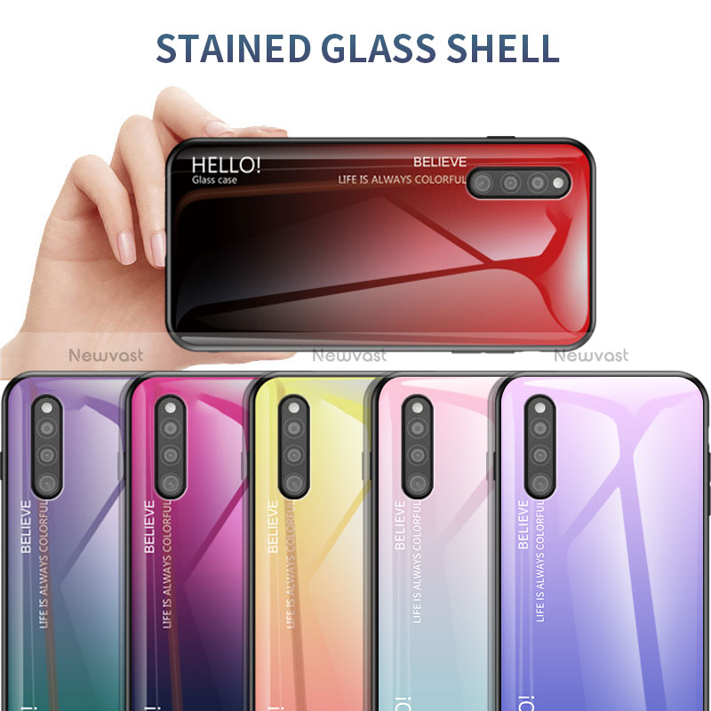 Silicone Frame Mirror Rainbow Gradient Case Cover LS1 for Samsung Galaxy A41 SC-41A