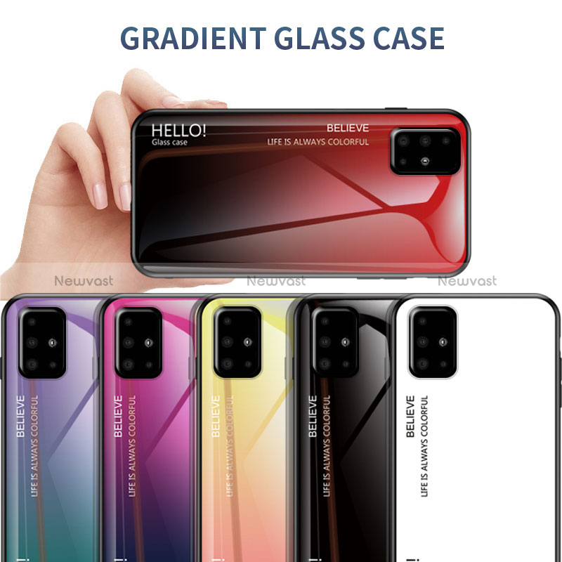 Silicone Frame Mirror Rainbow Gradient Case Cover LS1 for Samsung Galaxy A51 5G