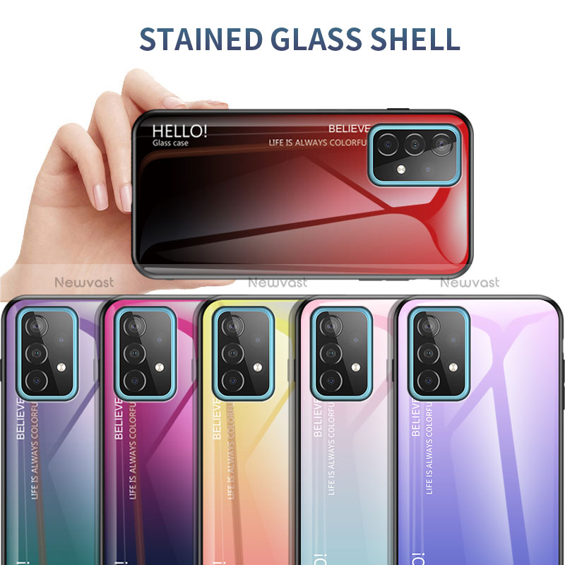 Silicone Frame Mirror Rainbow Gradient Case Cover LS1 for Samsung Galaxy A52s 5G