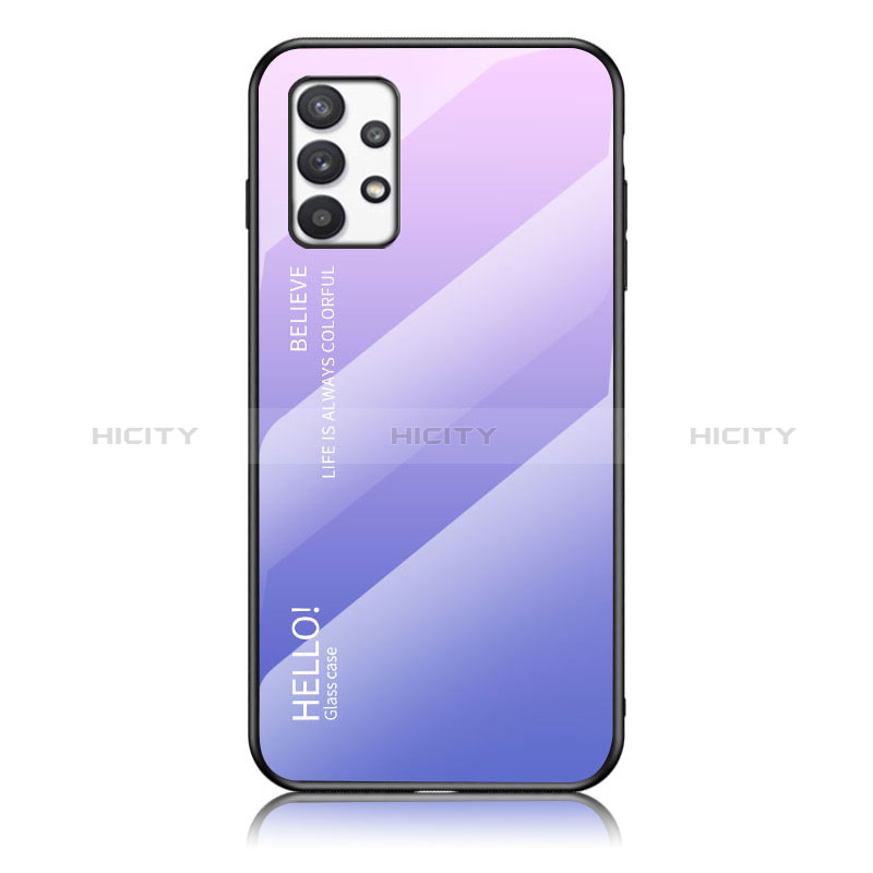 Silicone Frame Mirror Rainbow Gradient Case Cover LS1 for Samsung Galaxy A53 5G Clove Purple