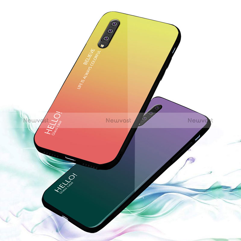 Silicone Frame Mirror Rainbow Gradient Case Cover LS1 for Samsung Galaxy A70