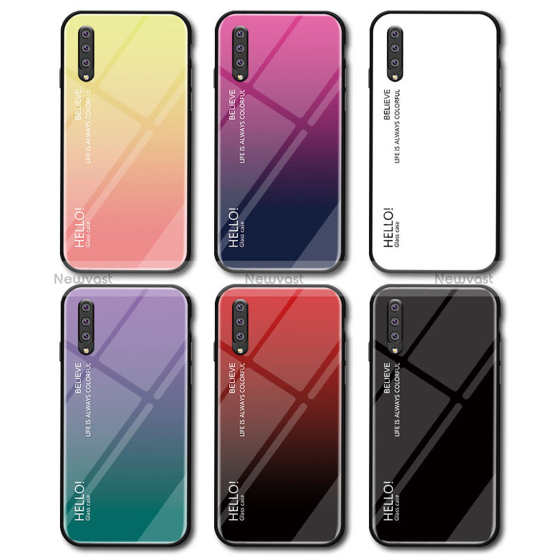 Silicone Frame Mirror Rainbow Gradient Case Cover LS1 for Samsung Galaxy A70