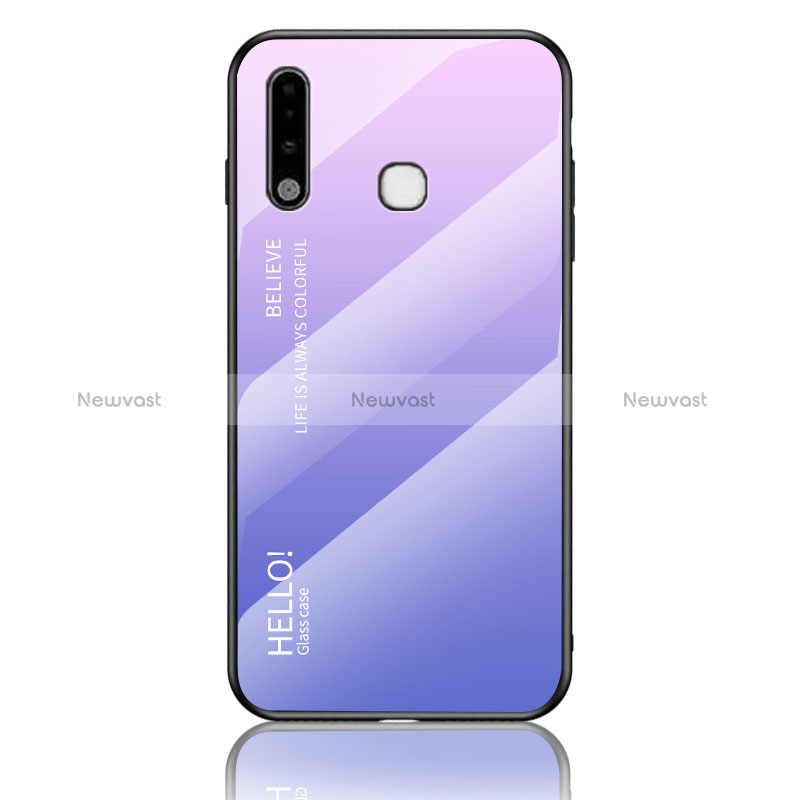 Silicone Frame Mirror Rainbow Gradient Case Cover LS1 for Samsung Galaxy A70E Clove Purple