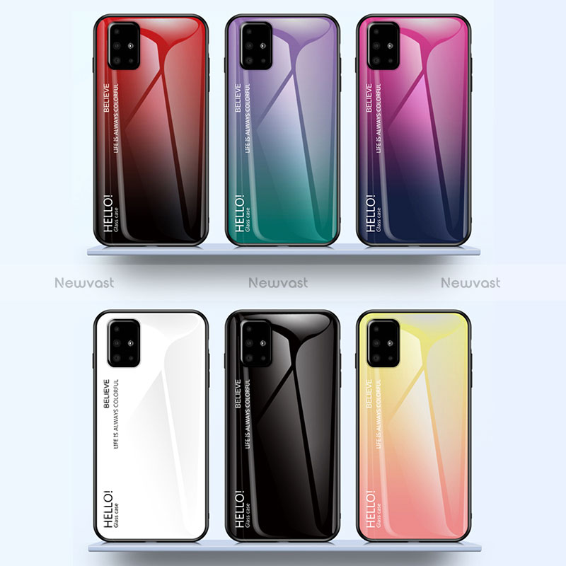 Silicone Frame Mirror Rainbow Gradient Case Cover LS1 for Samsung Galaxy A71 5G