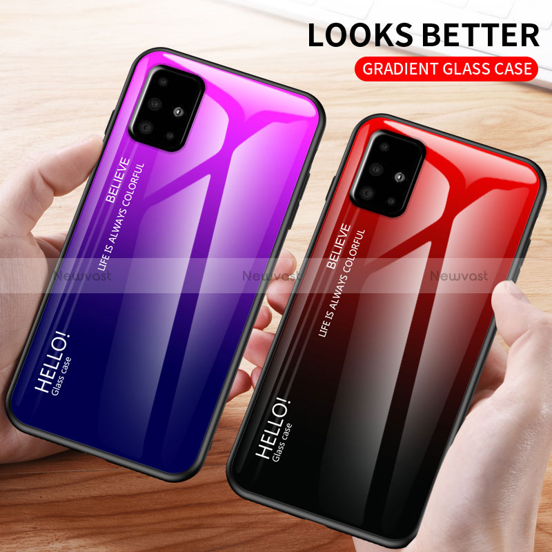 Silicone Frame Mirror Rainbow Gradient Case Cover LS1 for Samsung Galaxy A71 5G