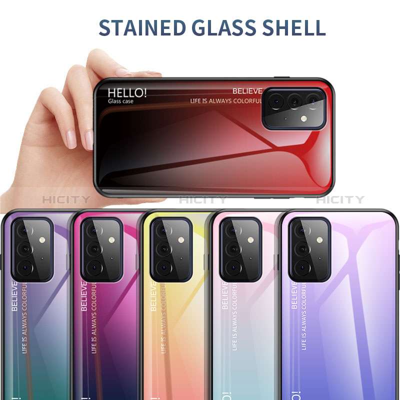 Silicone Frame Mirror Rainbow Gradient Case Cover LS1 for Samsung Galaxy A72 5G