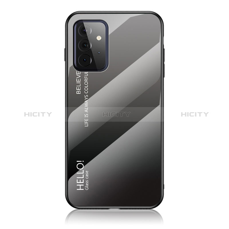 Silicone Frame Mirror Rainbow Gradient Case Cover LS1 for Samsung Galaxy A72 5G Dark Gray