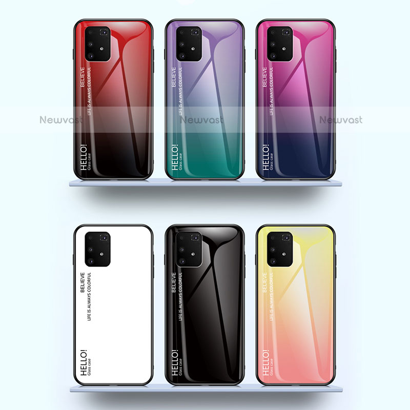 Silicone Frame Mirror Rainbow Gradient Case Cover LS1 for Samsung Galaxy A91